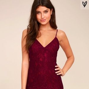 Lulu’s Burgundy Lace Midi Dress